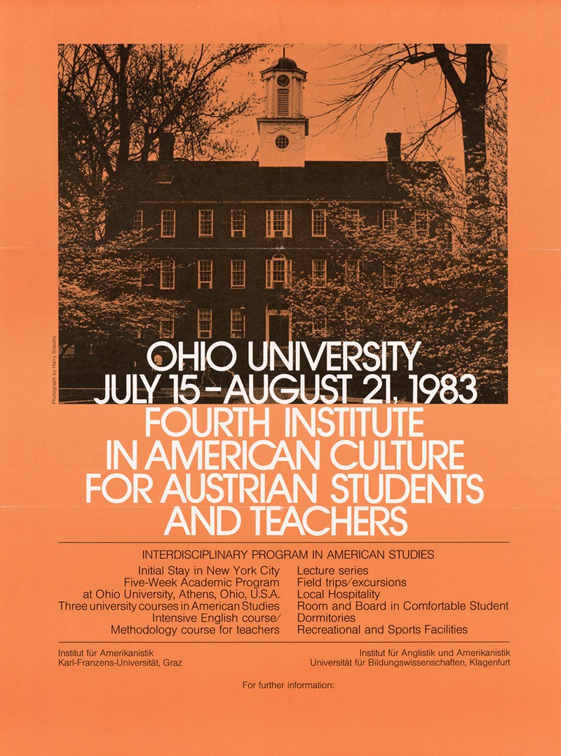 U.S. Information Agency - Ohio University July 15-August 21, 1983. Fourth Institute in American Culture for Austrian Students and Teachers