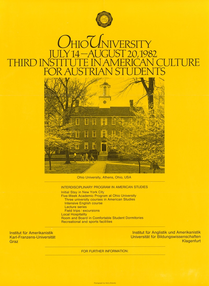 U.S. Information Agency - Ohio University, July 14- August 20, 1982. Third Institute in American Culture for Austrian Students