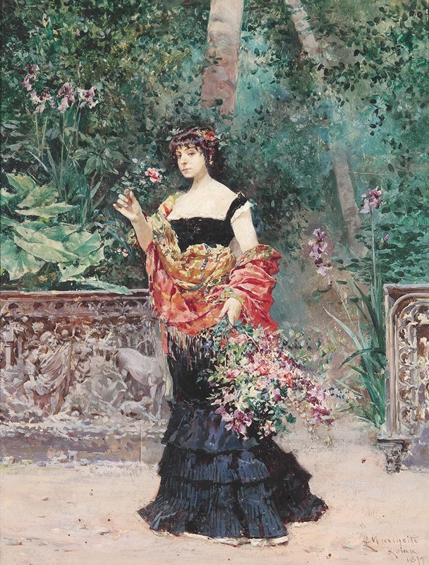 Ludovico Marchetti - Elegante Dame im Park
