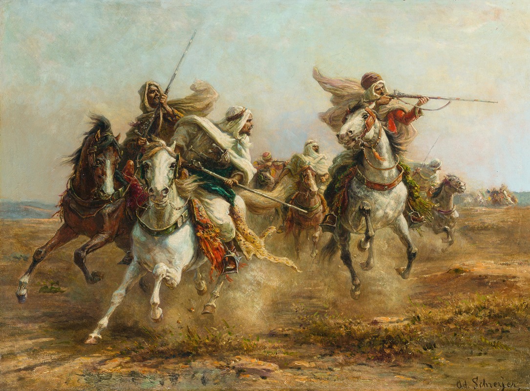 Adolf Schreyer - Bedouins Taking Aim