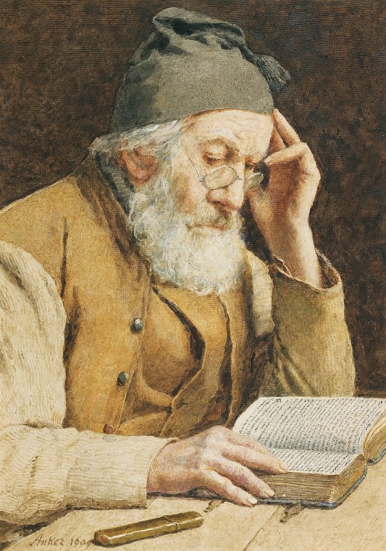 Albert Anker - Old Man Reading