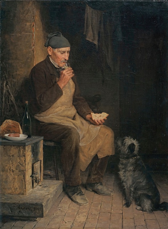 Albert Anker - Old Man Taking A Rest
