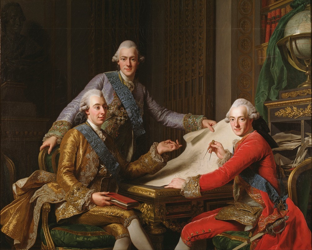 Alexander Roslin - King Gustav III Of Sweden And His Brothers