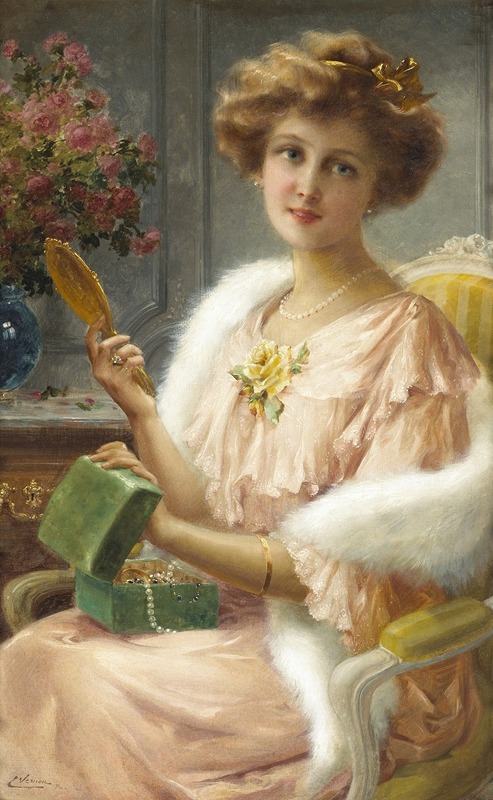Emile Vernon - A Young Lady With A Mirror
