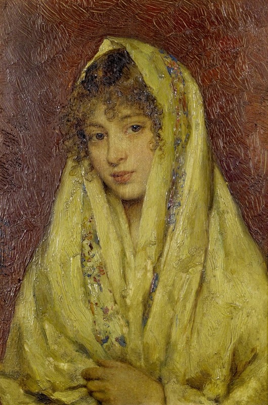 Eugen von Blaas - Girl In A Yellow Shawl