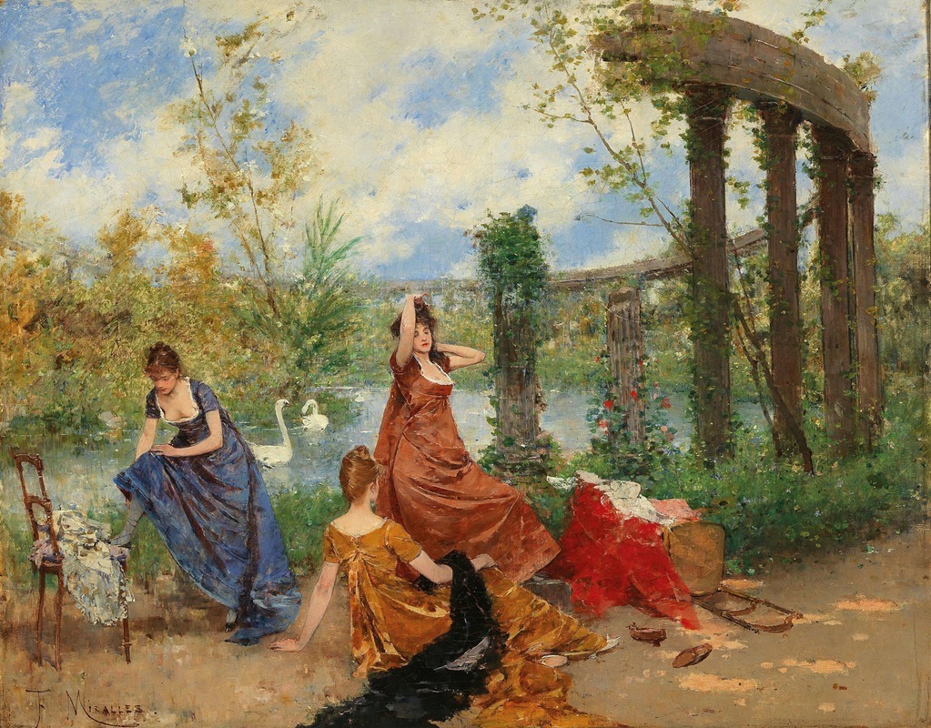 Francesc Miralles i Galaup - Ladies Near The Park Pond