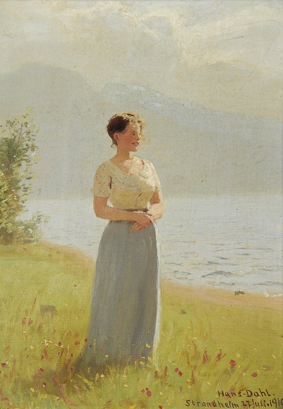 Hans Dahl - Girl Beside A Fjord
