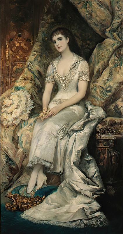 Hans Makart - A Portrait Of A Seated Lady, Possibly Countess Bianca Teschenberg