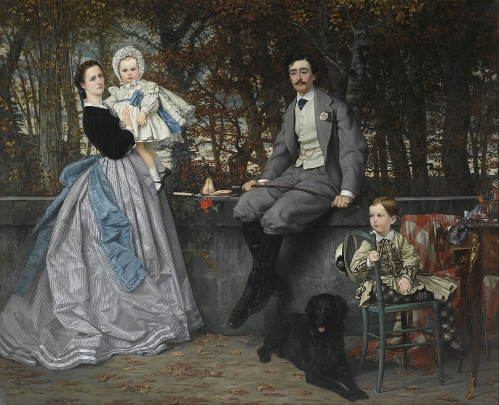 James Tissot - Portrait Of The Marquis And Marchioness Of Miramon And Their Children