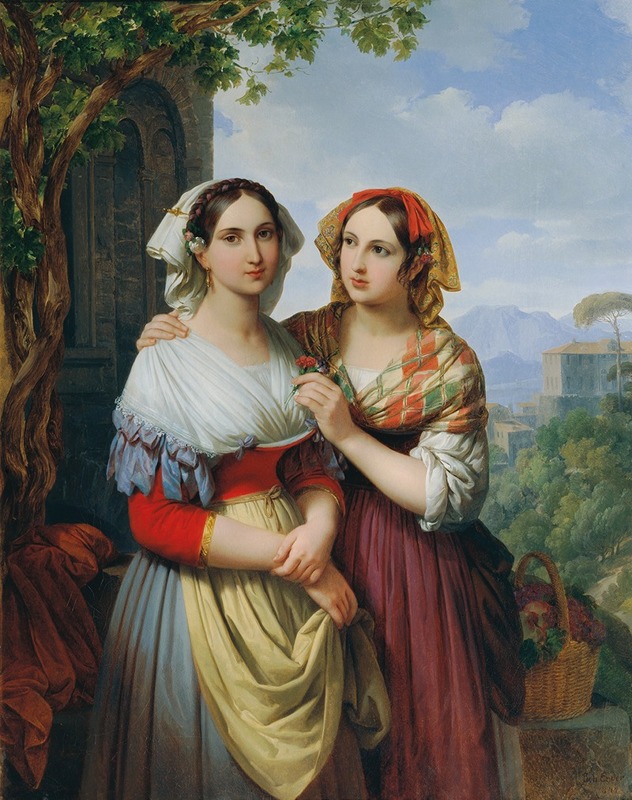 Johann Nepomuk Ender - Two Girls In A Landscape