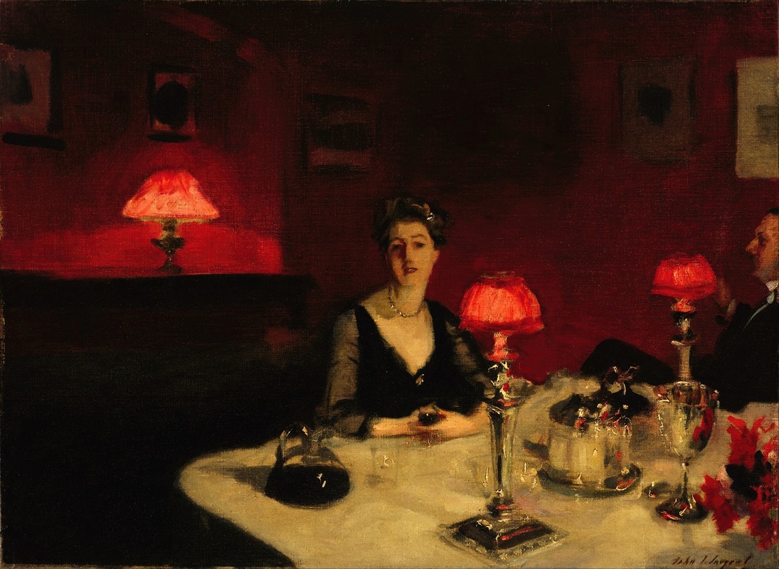 John Singer Sargent - Le Verre De Porto (A Dinner Table At Night)