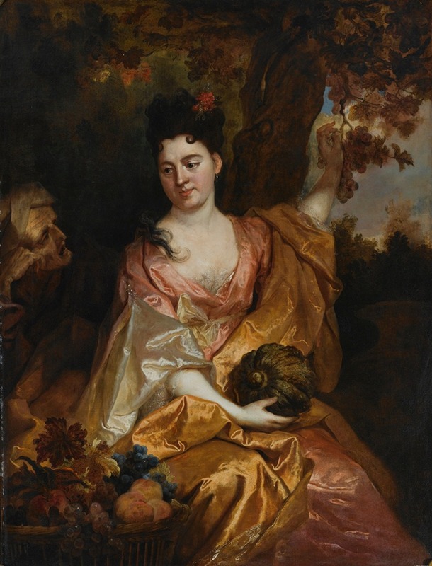 Nicolas de Largillière - Portrait Of A Lady as Pomona, beside her Vertumnus