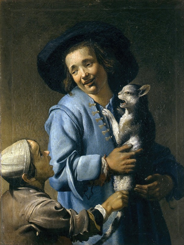 Abraham Bloemaert - Youths Playing With The Cat