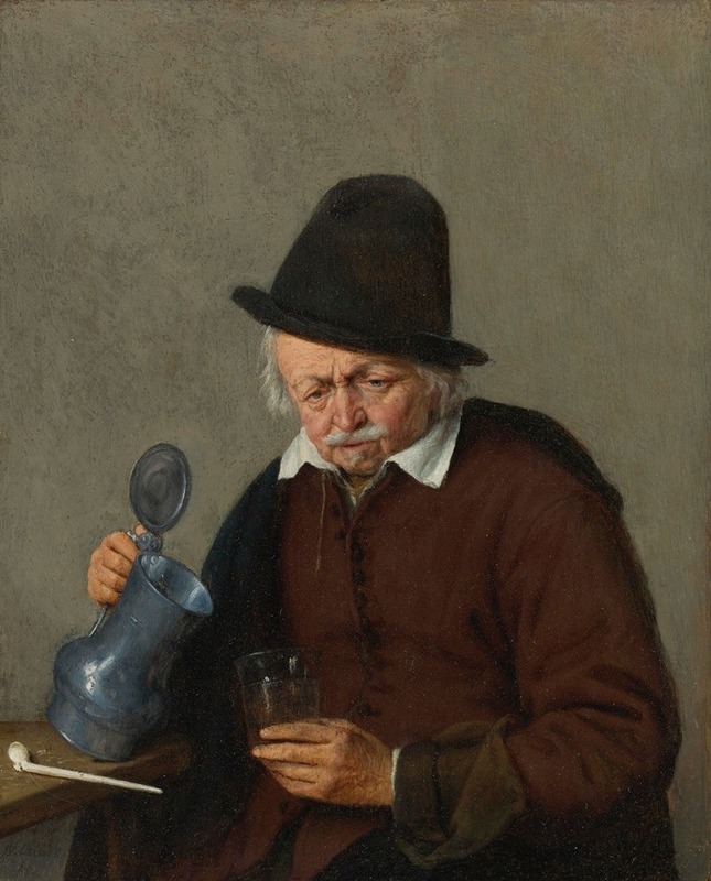 Adriaen van Ostade - A Man Holding A Tankard And A Glass