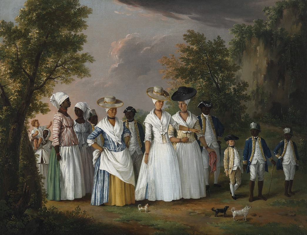 Agostino Brunias - Free Women Of Color With Their Children And Servants In A Landscape