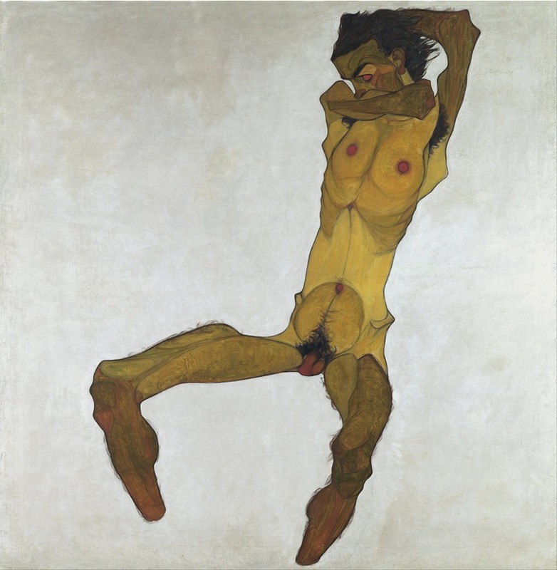 Egon Schiele - Seated Male Nude (Self-Portrait)