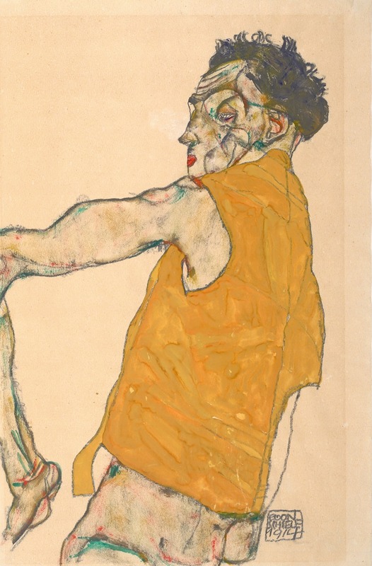 Egon Schiele - Self-Portrait In Yellow Vest, 1914