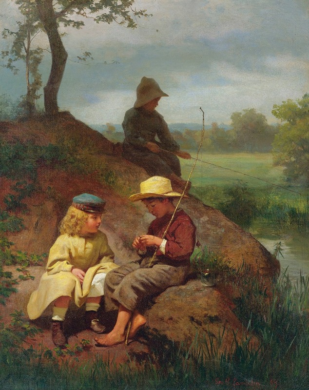 George Cochran Lambdin - The Biddle Children Fishing On The Schuylkill