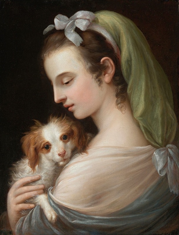 German School - A Woman With A King Charles Spaniel