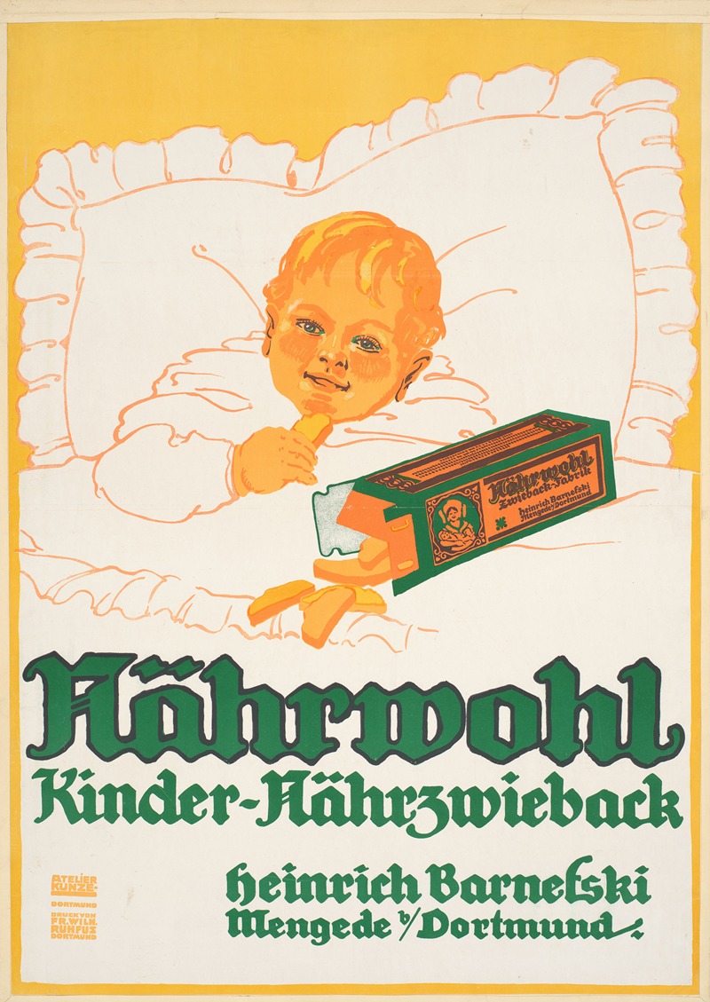 Carl Kunze - Nährwohl, Kinder-Nährzwieback, Heinrich Barnefski