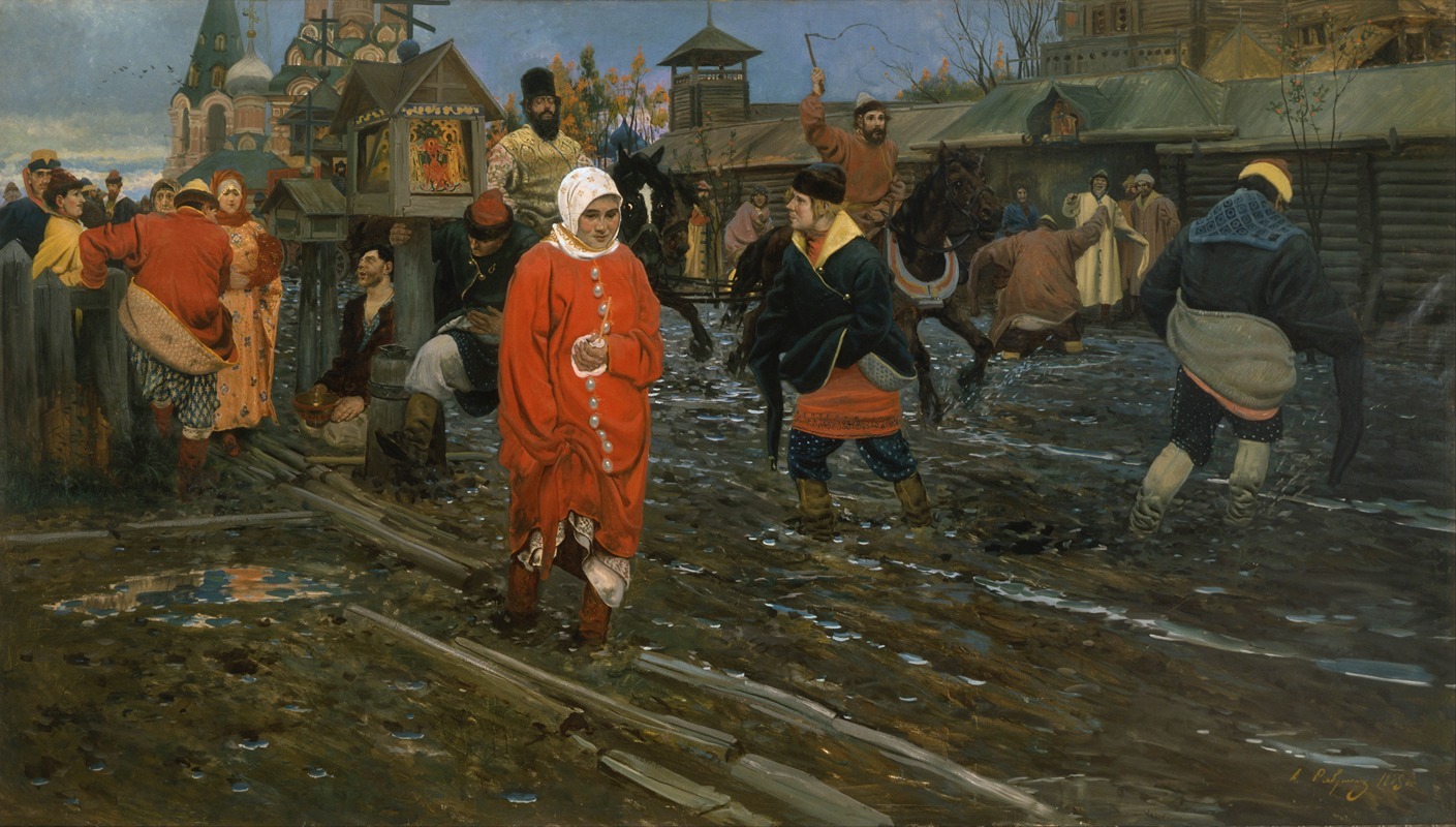 Andrei Ryabushkin - Seventeenth-Century Moscow Street on a Public Holiday