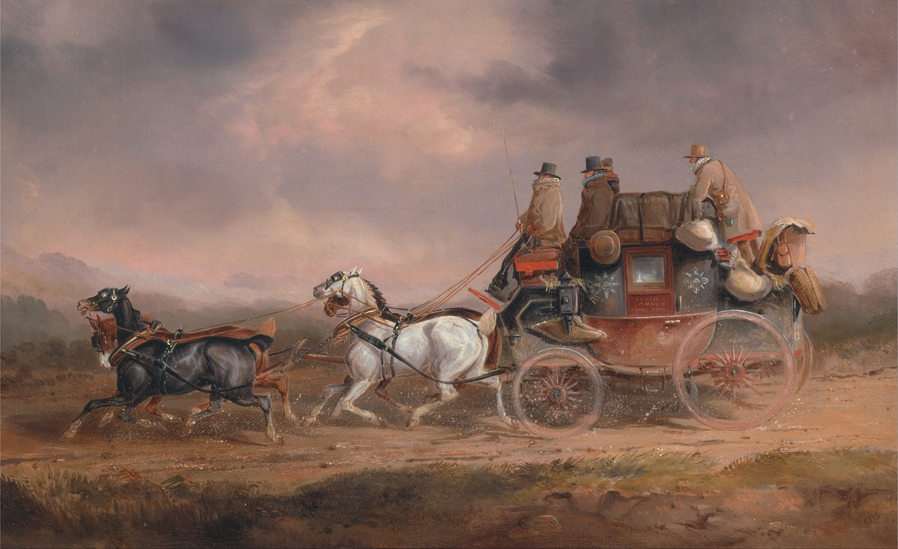 Charles Cooper Henderson - Mail Coaches on the Road- the Louth-London Royal Mail progressing at Speed