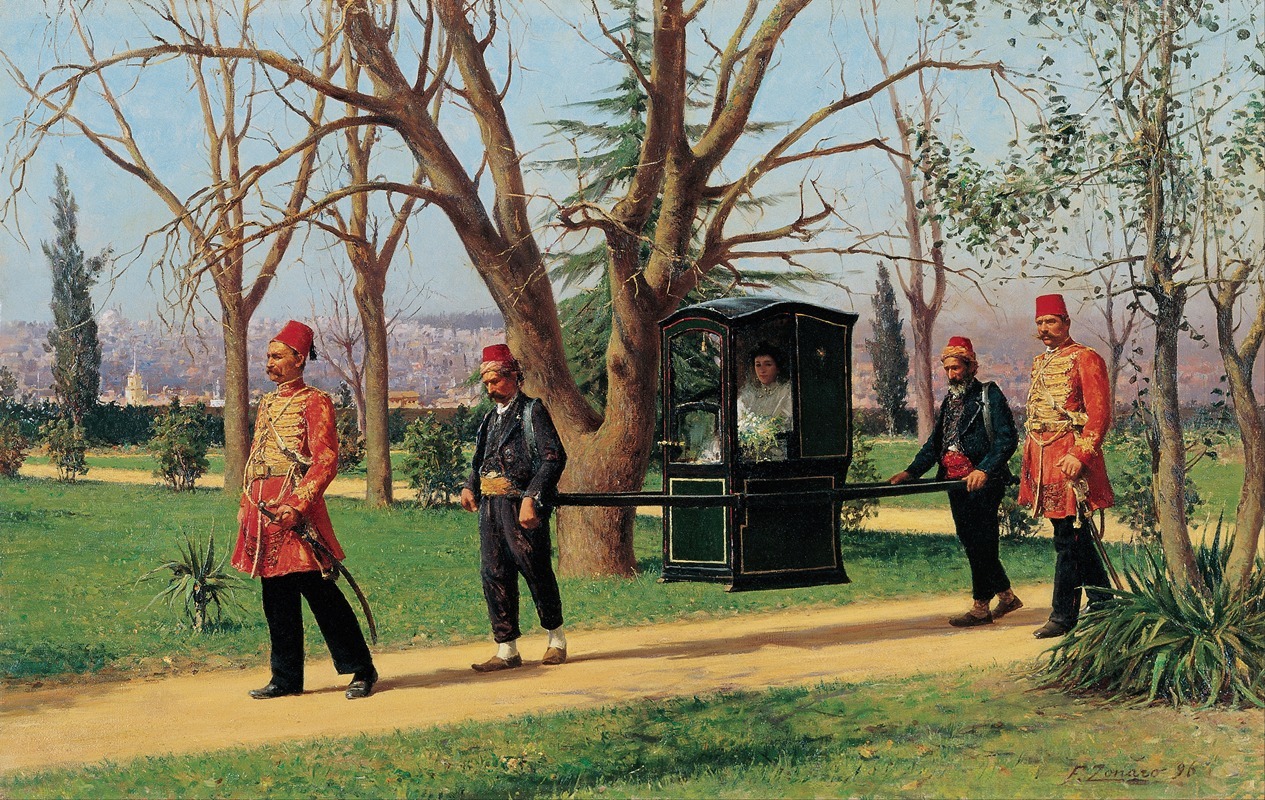 Fausto Zonaro - The Daughter of the English Ambassador Riding in a Palanquin