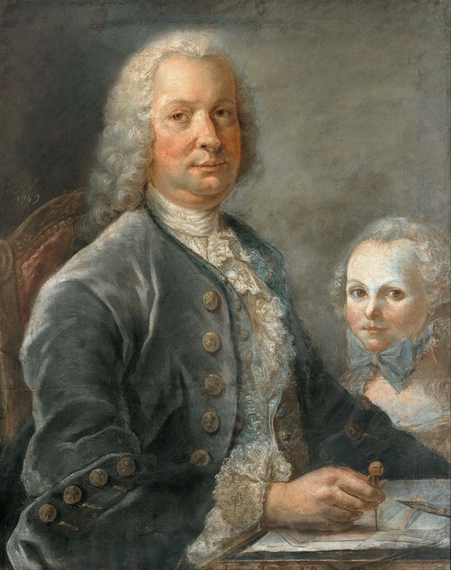 François Dorly - Portrait of an architect with a little girl