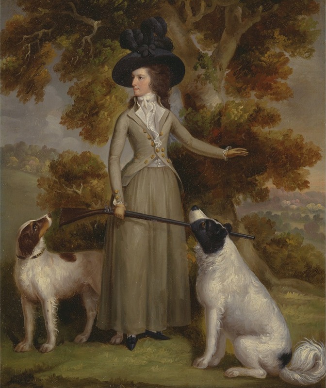 George Haugh - The Countess of Effingham with Gun and Shooting Dogs