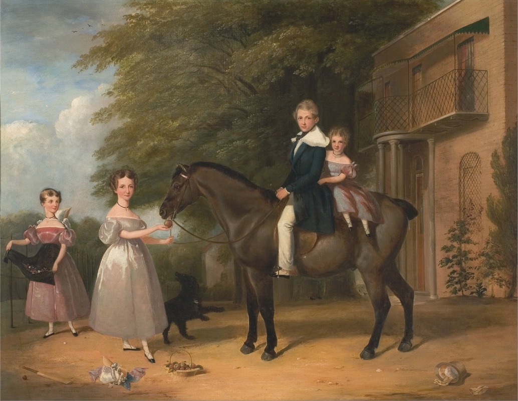 Henry Barraud - Children with Horse and Dog