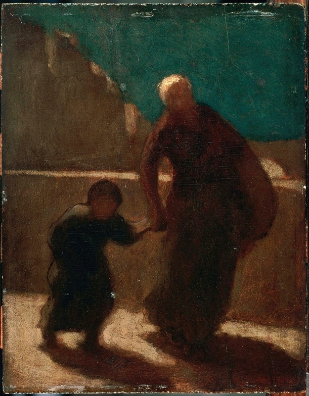 Honoré Daumier - On a Bridge at Night