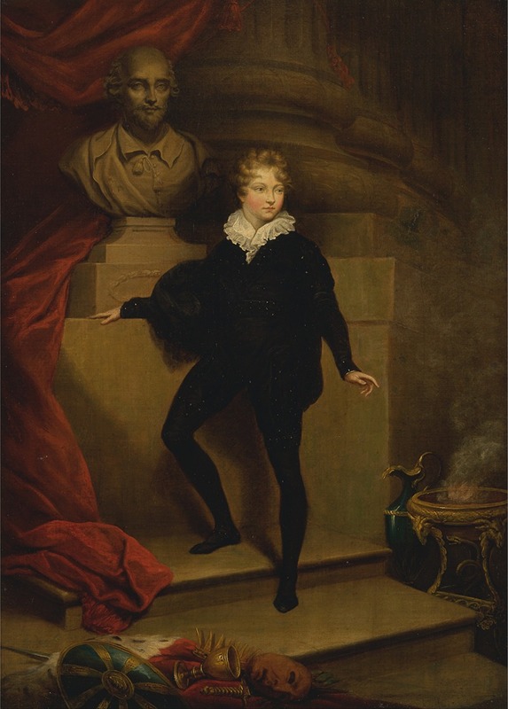 James Northcote - Master Betty as Hamlet, before a bust of Shakespeare