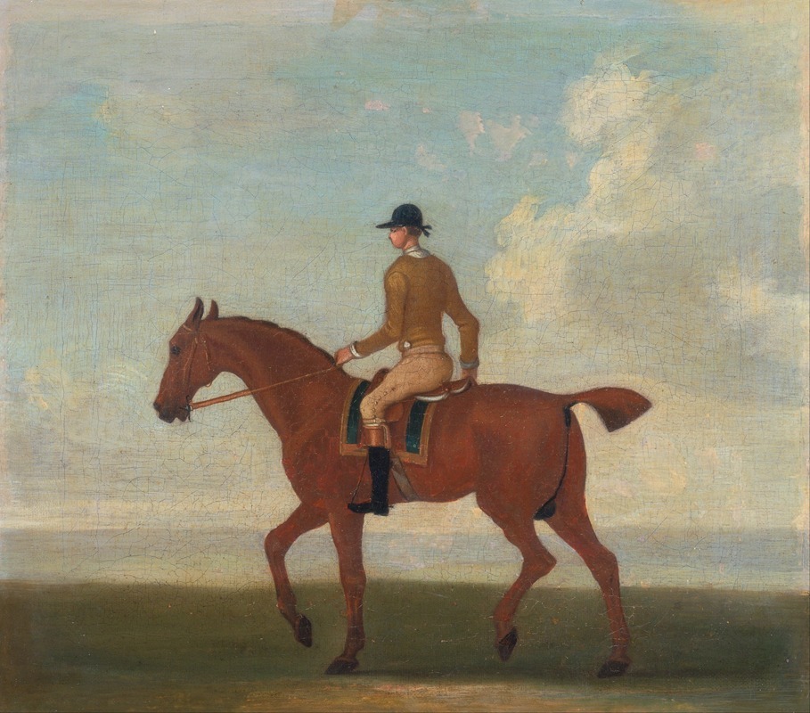 James Seymour - One of Four Portraits of Horses, a Chestnut Racehorse with Jockey Up- walking to the left; jockey i…