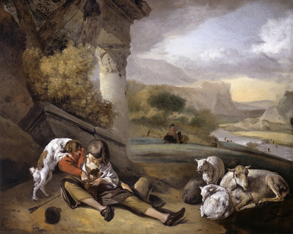 Jan Weenix - Landscape with Shepherd Boy