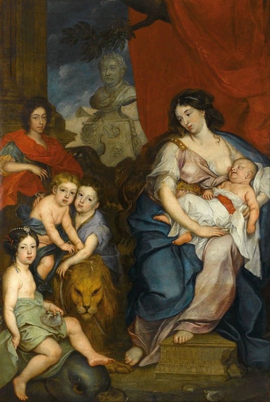 Jerzy Eleuter Szymonowicz Siemiginowski - Portrait of Queen Maria Casimire with children