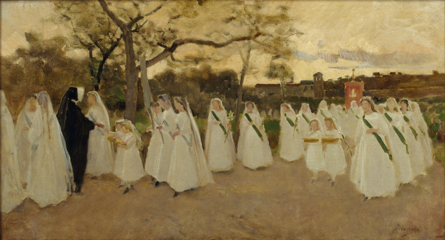 Joaquim Vayreda - Procession of Schoolgirls