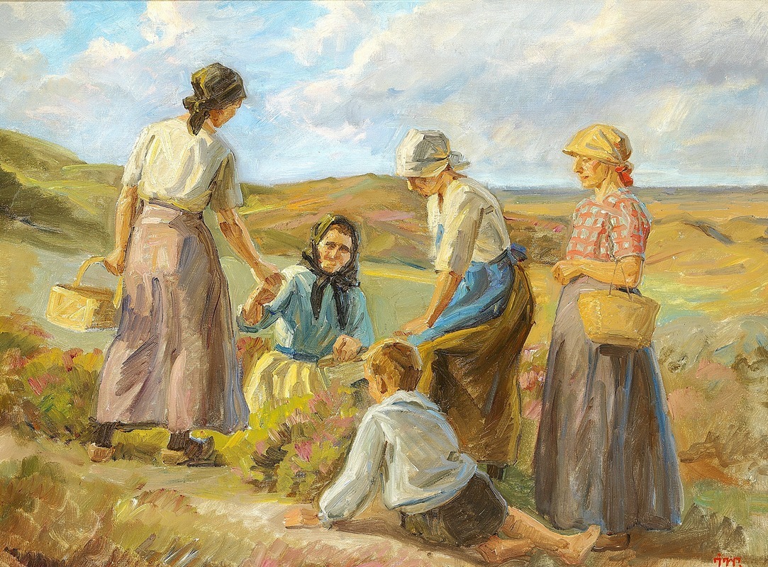 Johannes Wilhjelm - Kvinder i klitterne ved Skagen