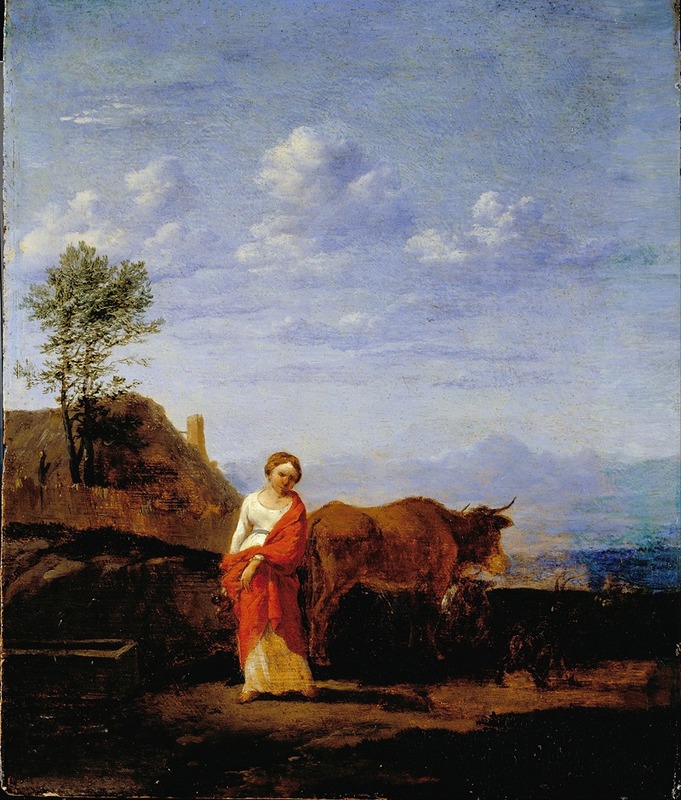 Karel Dujardin - A Woman with Cows on a Road