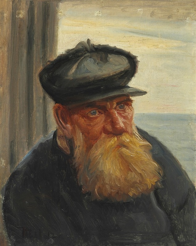 Michael Ancher - En skagensfisker med havet i baggrunden