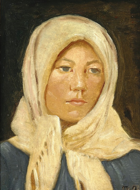 Michael Ancher - En ung skagenspige med tørklæde