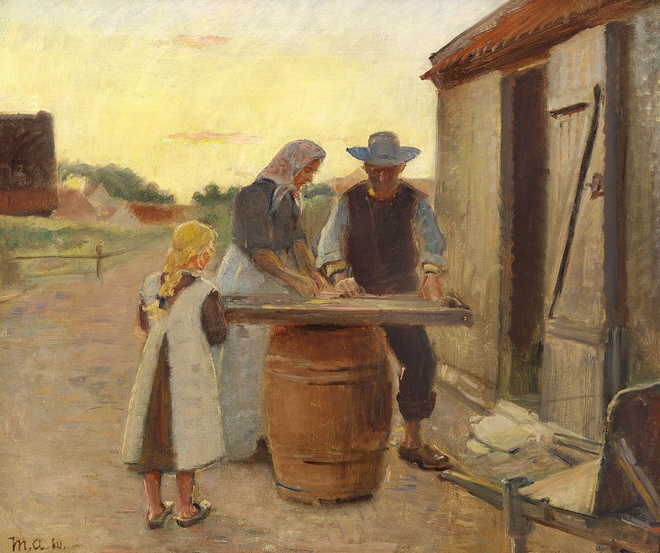Michael Ancher - Sysselsat fiskerfamilie