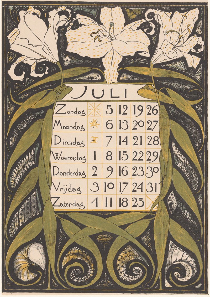 Theo Nieuwenhuis - Kalenderblad voor juli 1896