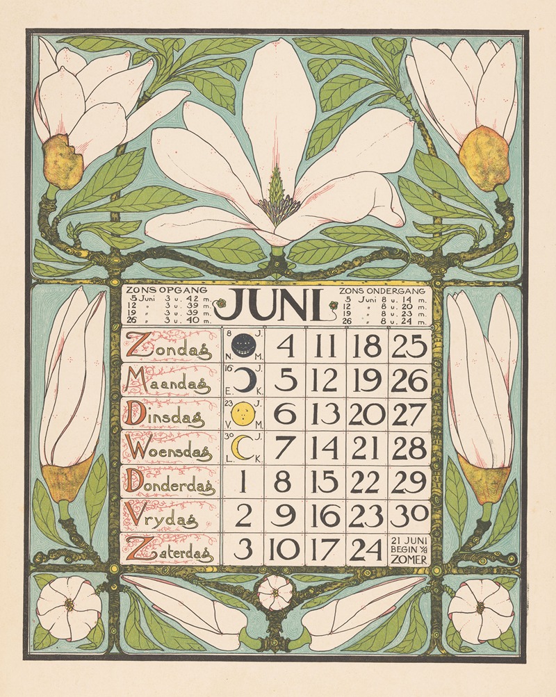 Theo Nieuwenhuis - Kalenderblad voor juni 1899