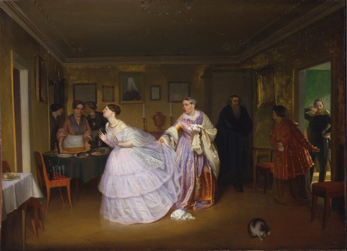 Pavel Fedotov - The Major Makes a Proposal (Inspecting a Bride in a Merchant’s House)