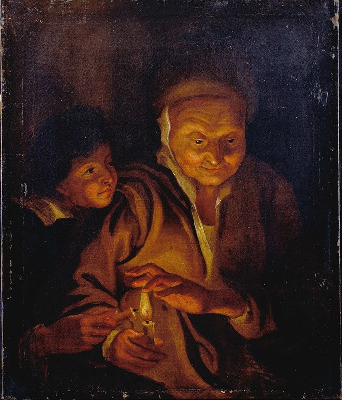 Peter Paul Rubens - A Boy lighting a Candle from one held by an Old Woman