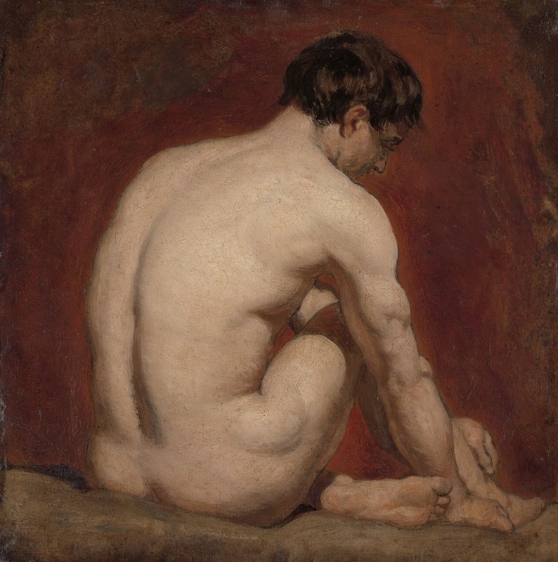 William Etty - Male Nude, Kneeling, from the Back