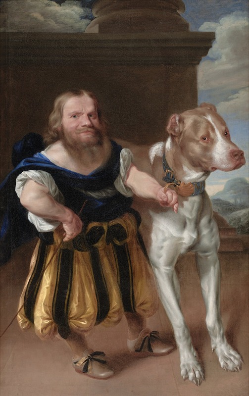Abraham Wuchters - The Elector of Saxony’s Italian Dwarf, Giachomo Favorchi with Princess Magdalene Sibylle’s Dog, Raro