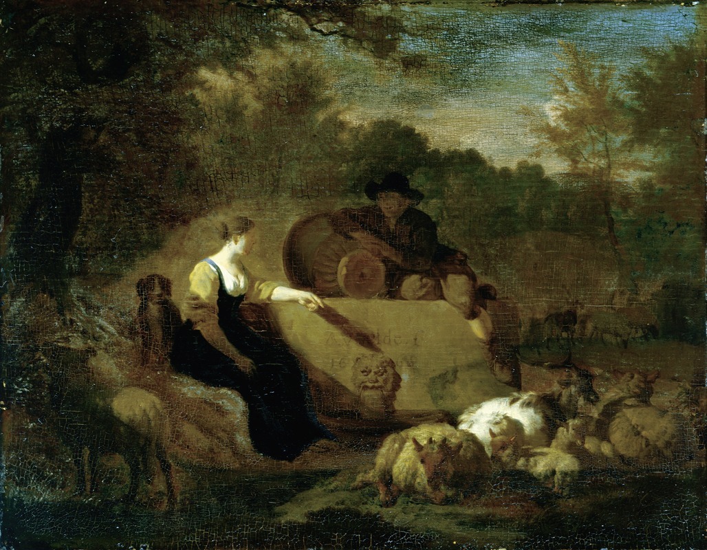 Adriaen van de Velde - Shepherd and Shepherdess with their Flock at a Well