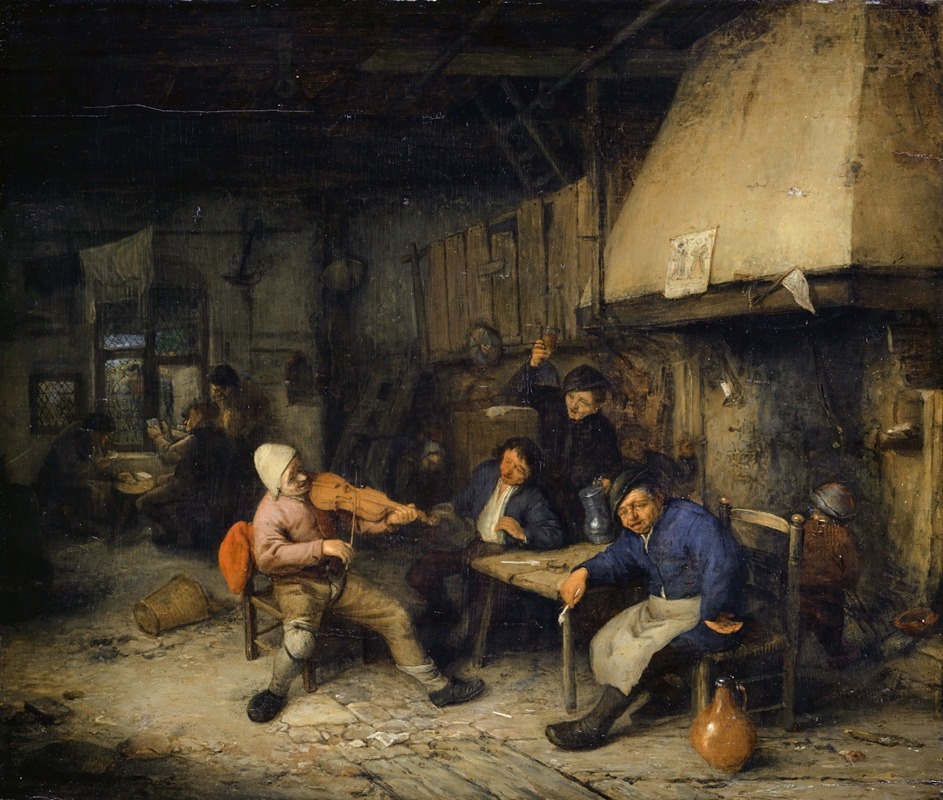 Adriaen van Ostade - Violin Player and Drinking Farmers in a Tavern II