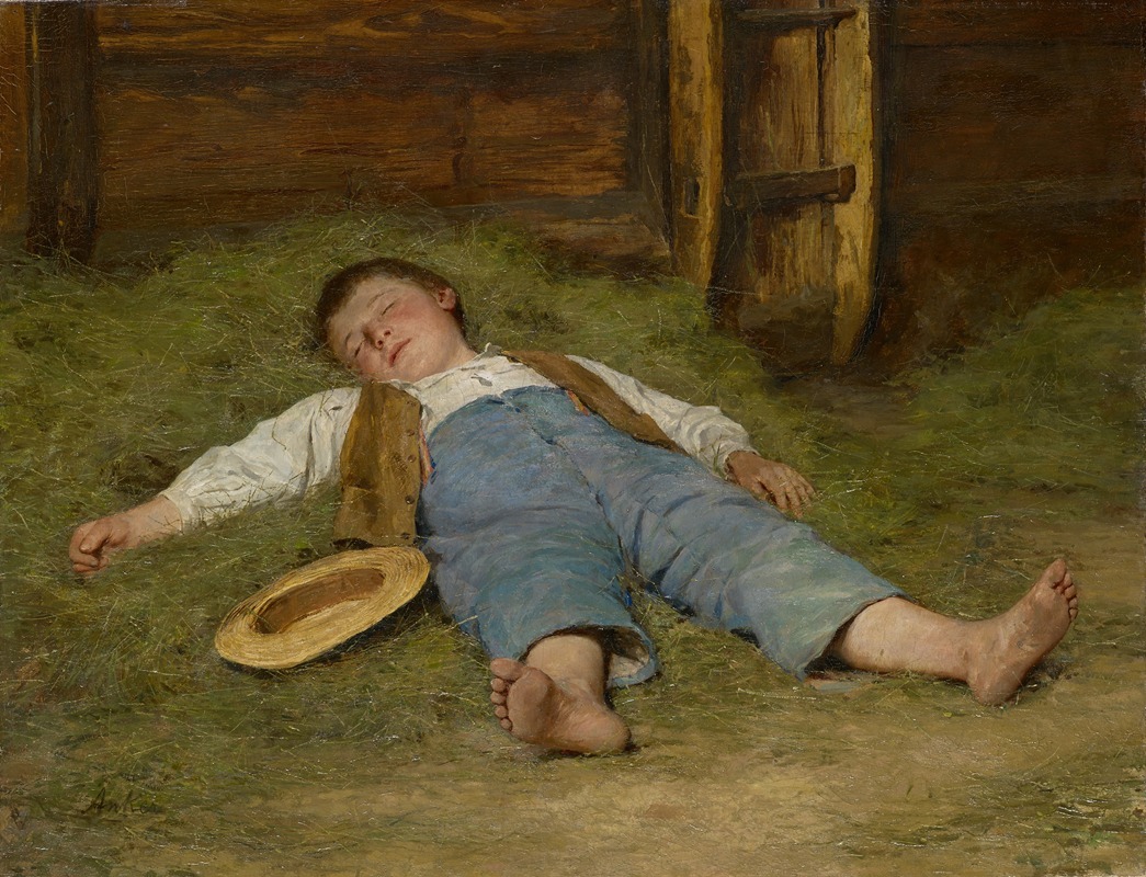 Albert Anker - Boy Asleep in the Hay